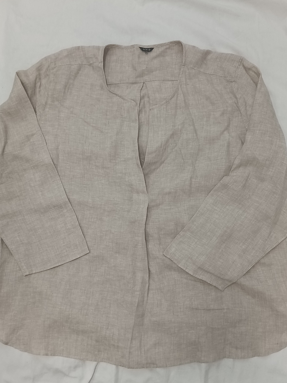 Vivid Beige 100% Linen Popover Minimalist Top